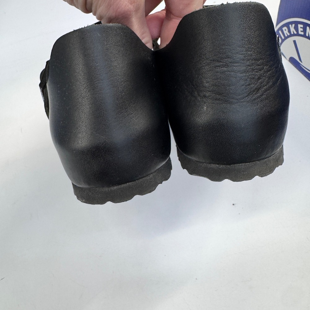 Birkenstock London Shoes Womens 37 US 6-6.5 Black Leather Clog Comfort Footbed - Picture 3 of 9